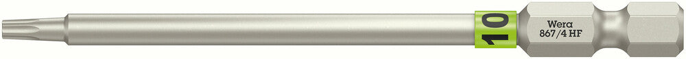 Wera 05060512001, TX 10 - Torx Key Screwdriver Bit 867/4, 1/4" Hex Power Drive, Length 3.5" (89mm)