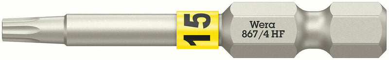 Wera 05060507001, TX 15 - Torx Key Screwdriver Bit 867/4, 1/4" Hex Power Drive, Length 2" (50mm)
