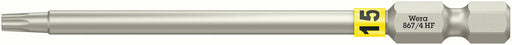 Wera 05060513001, TX 15 - Torx Key Screwdriver Bit 867/4, 1/4" Hex Power Drive, Length 3.5" (89mm)