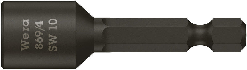 Wera 05060282001, 10mm Hex Socket Nutsetter 869/4, 1/4" Hex Power Drive, Length 2.6" (65mm), Non-Magnetic