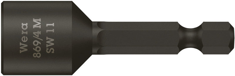 Wera 05060422001, 7mm Hex Socket Nutsetter 869/4 M, 1/4" Hex Power Drive, Length 2" (50mm), Fixed Magnet