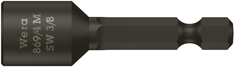 Wera 05060431001, 3/8" Hex Socket Nutsetter 869/4 M, 1/4" Hex Power Drive, Length 2" (50mm), Fixed Magnet
