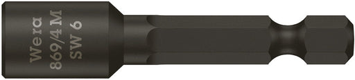 Wera 05060215001, 6mm Hex Socket Nutsetter 869/4 M, 1/4" Hex Power Drive, Length 2.6" (65mm), Fixed Magnet