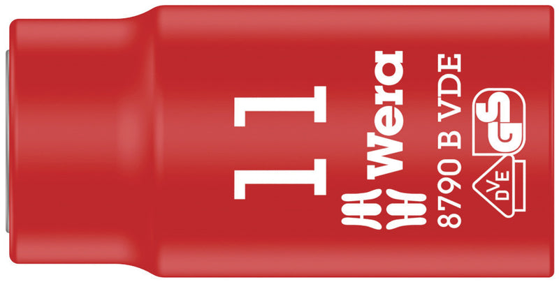 Wera 05004955001, 11mm Hex Socket, 3/8" Square Drive, Metric Hex, 6-Point, Insulated, Power Socket, 8790 B VDE