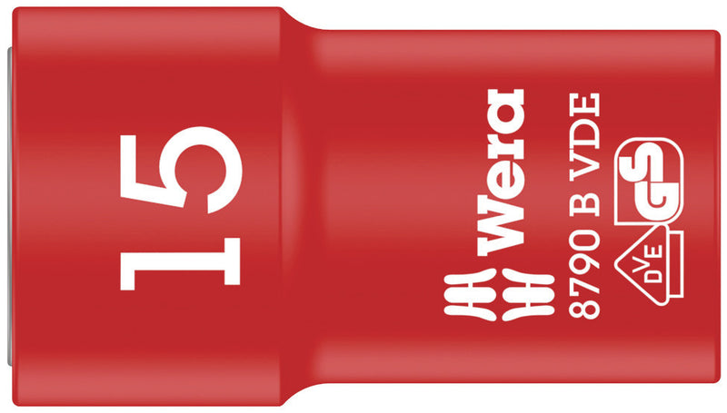 Wera 05004959001, 15mm Hex Socket, 3/8" Square Drive, Metric Hex, 6-Point, Insulated, Power Socket, 8790 B VDE