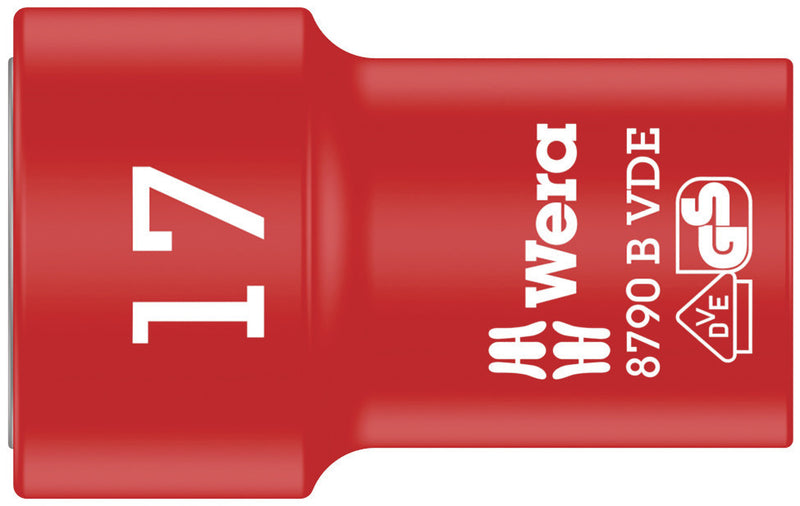 Wera 05004961001, 17mm Hex Socket, 3/8" Square Drive, Metric Hex, 6-Point, Insulated, Power Socket, 8790 B VDE