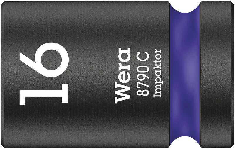 Wera 05004573001, 16mm Hex Socket, 1/2" Square Drive, Metric Hex, 6-Point, Impact Socket, 8790 C Impaktor