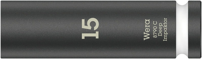 Wera 05004832001, 15mm Hex Socket, 1/2" Square Drive, Metric Hex, 6-Point, Impact Socket, 8790 C Impaktor Deep