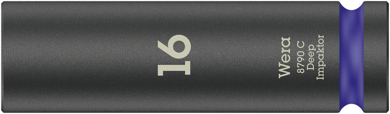 Wera 05004833001, 16mm Hex Socket, 1/2" Square Drive, Metric Hex, 6-Point, Impact Socket, 8790 C Impaktor Deep