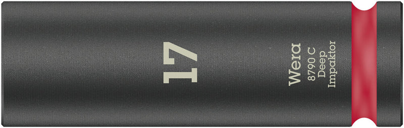 Wera 05004834001, 17mm Hex Socket, 1/2" Square Drive, Metric Hex, 6-Point, Impact Socket, 8790 C Impaktor Deep