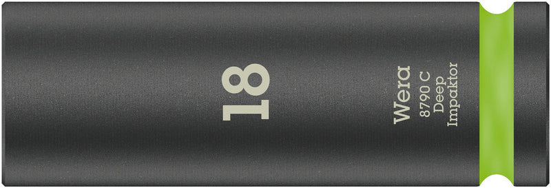 Wera 05004835001, 18mm Hex Socket, 1/2" Square Drive, Metric Hex, 6-Point, Impact Socket, 8790 C Impaktor Deep