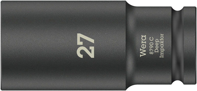 Wera 05004840001, 27mm Hex Socket, 1/2" Square Drive, Metric Hex, 6-Point, Impact Socket, 8790 C Impaktor Deep