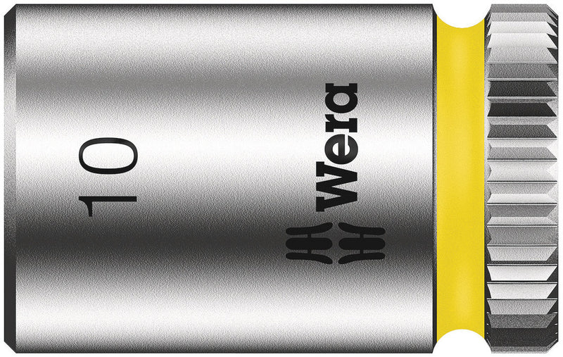 Wera 05003509001, 10mm Hex Socket, 1/4" Square Drive, Metric Hex, 6-Point, Chrome, Power Socket, 8790 HMA