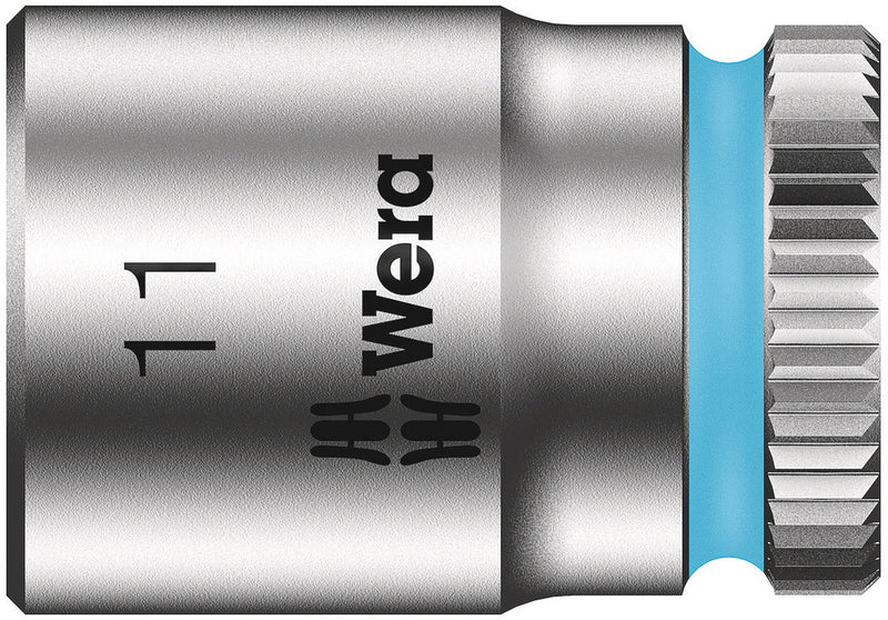 Wera 05003510001, 11mm Hex Socket, 1/4" Square Drive, Metric Hex, 6-Point, Chrome, Power Socket, 8790 HMA