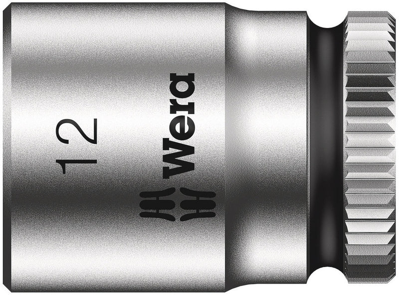 Wera 05003511001, 12mm Hex Socket, 1/4" Square Drive, Metric Hex, 6-Point, Chrome, Power Socket, 8790 HMA
