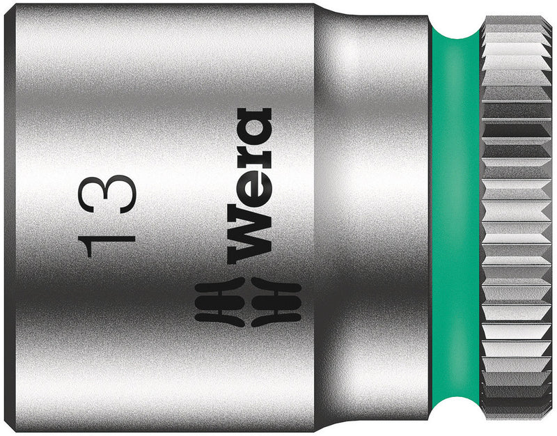 Wera 05003512001, 13mm Hex Socket, 1/4" Square Drive, Metric Hex, 6-Point, Chrome, Power Socket, 8790 HMA
