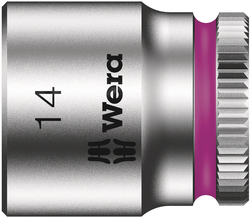 Wera 05003513001, 14mm Hex Socket, 1/4" Square Drive, Metric Hex, 6-Point, Chrome, Power Socket, 8790 HMA