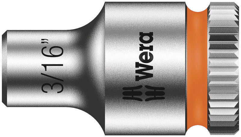 Wera 05003514001, 3/16" Hex Socket, 1/4" Square Drive, Inch Hex, 6-Point, Chrome, Power Socket, 8790 HMA
