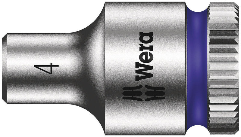 Wera 05003501001, 4mm Hex Socket, 1/4" Square Drive, Metric Hex, 6-Point, Chrome, Power Socket, 8790 HMA