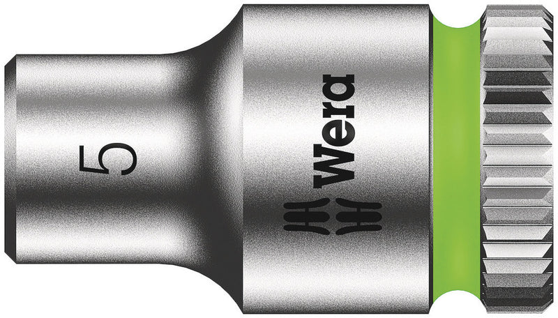 Wera 05003503001, 5mm Hex Socket, 1/4" Square Drive, Metric Hex, 6-Point, Chrome, Power Socket, 8790 HMA