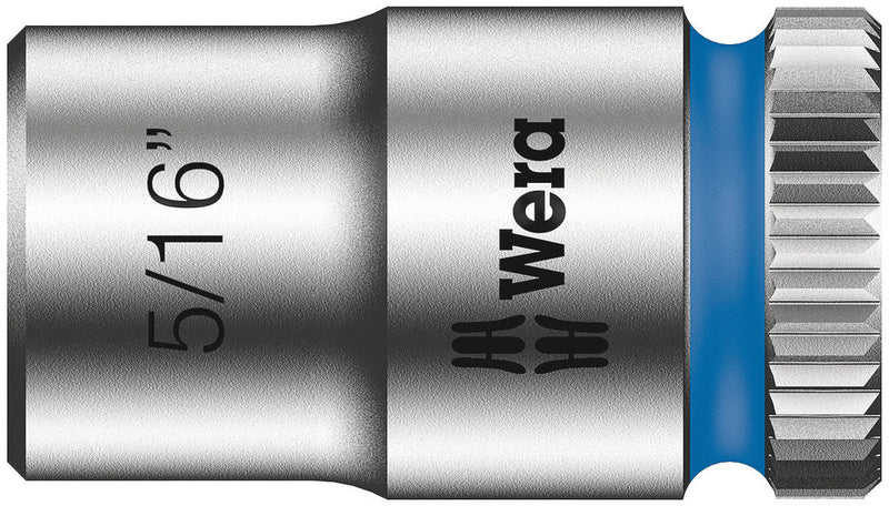 Wera 05003518001, 5/16" Hex Socket, 1/4" Square Drive, Inch Hex, 6-Point, Chrome, Power Socket, 8790 HMA