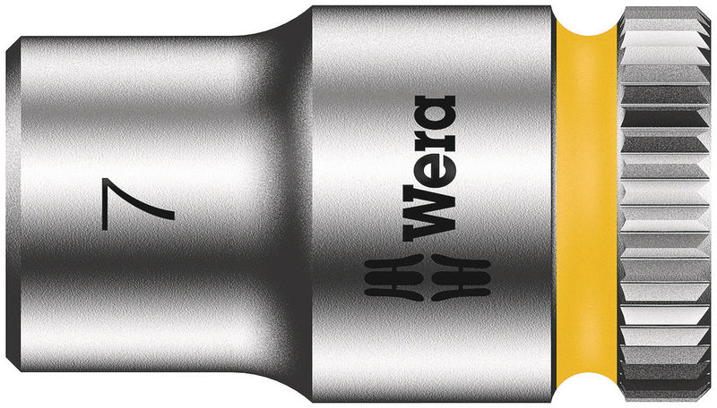 Wera 05003506001, 7mm Hex Socket, 1/4" Square Drive, Metric Hex, 6-Point, Chrome, Power Socket, 8790 HMA