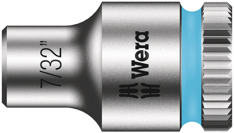 Wera 05003515001, 7/32" Hex Socket, 1/4" Square Drive, Inch Hex, 6-Point, Chrome, Power Socket, 8790 HMA