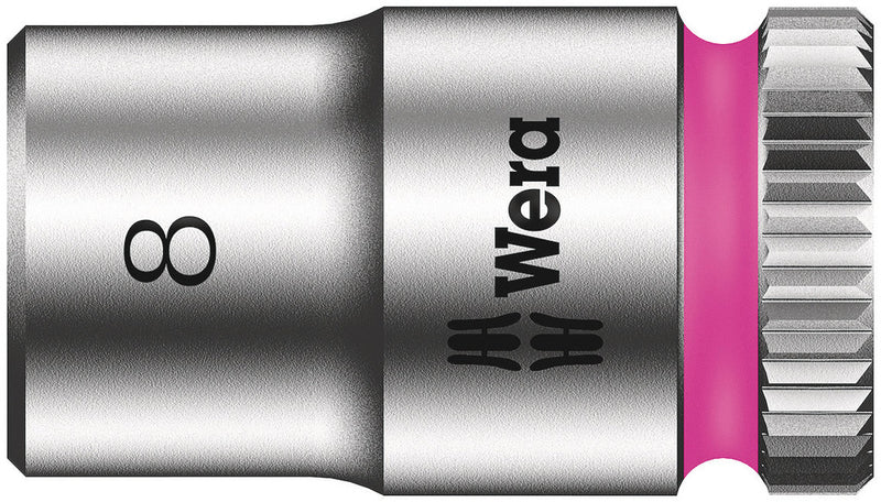 Wera 05003507001, 8mm Hex Socket, 1/4" Square Drive, Metric Hex, 6-Point, Chrome, Power Socket, 8790 HMA