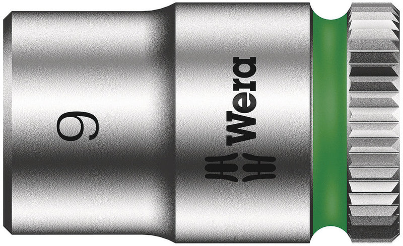 Wera 05003508001, 9mm Hex Socket, 1/4" Square Drive, Metric Hex, 6-Point, Chrome, Power Socket, 8790 HMA