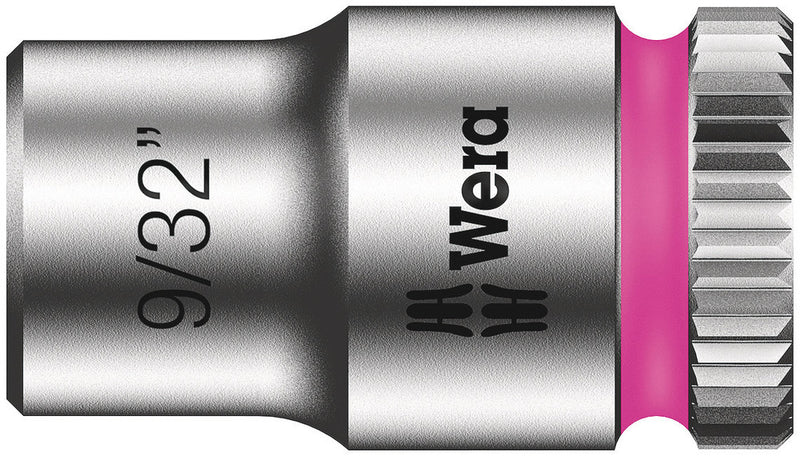 Wera 05003517001, 9/32" Hex Socket, 1/4" Square Drive, Inch Hex, 6-Point, Chrome, Power Socket, 8790 HMA