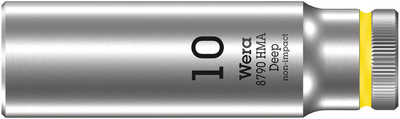Wera 05004507001, 10mm Hex Socket, 1/4" Square Drive, Metric Hex, 6-Point, Chrome, Power Socket, 8790 HMA Deep
