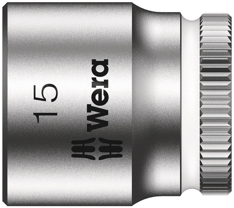 Wera 05003499001, 15mm Hex Socket, 1/4" Square Drive, Metric Hex, 6-Point, Chrome, Power Socket, 8790 HMA