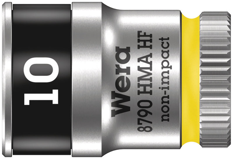Wera 05003725001, 10mm Hex Socket, 1/4" Square Drive, Metric Hex, 6-Point, Chrome, Holding Function, Power Socket, 8790 HMA HF