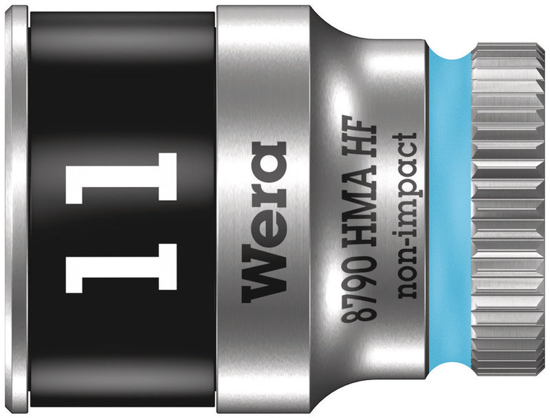 Wera 05003726001, 11mm Hex Socket, 1/4" Square Drive, Metric Hex, 6-Point, Chrome, Holding Function, Power Socket, 8790 HMA HF