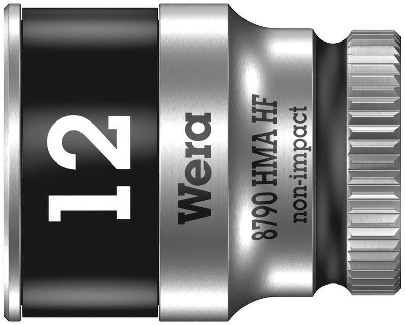 Wera 05003727001, 12mm Hex Socket, 1/4" Square Drive, Metric Hex, 6-Point, Chrome, Holding Function, Power Socket, 8790 HMA HF