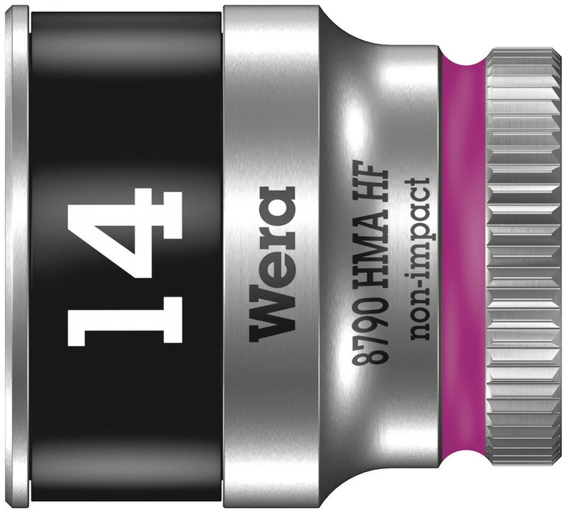 Wera 05003729001, 14mm Hex Socket, 1/4" Square Drive, Metric Hex, 6-Point, Chrome, Holding Function, Power Socket, 8790 HMA HF