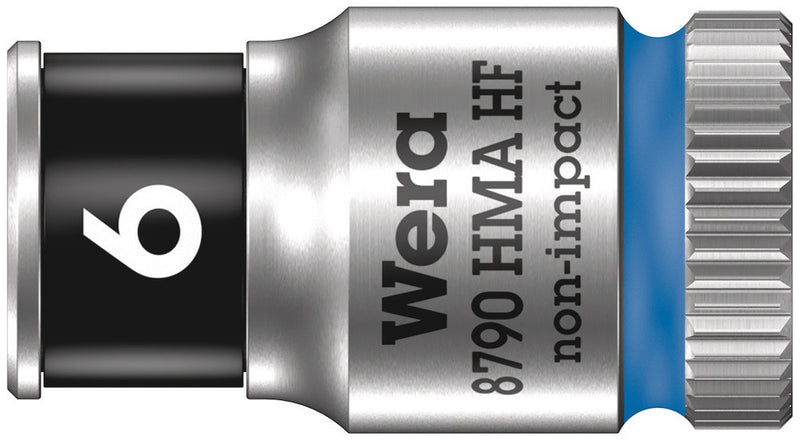 Wera 05003721001, 6mm Hex Socket, 1/4" Square Drive, Metric Hex, 6-Point, Chrome, Holding Function, Power Socket, 8790 HMA HF