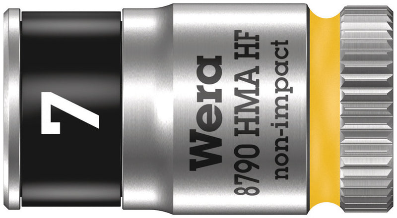 Wera 05003722001, 7mm Hex Socket, 1/4" Square Drive, Metric Hex, 6-Point, Chrome, Holding Function, Power Socket, 8790 HMA HF