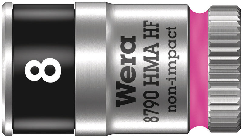 Wera 05003723001, 8mm Hex Socket, 1/4" Square Drive, Metric Hex, 6-Point, Chrome, Holding Function, Power Socket, 8790 HMA HF
