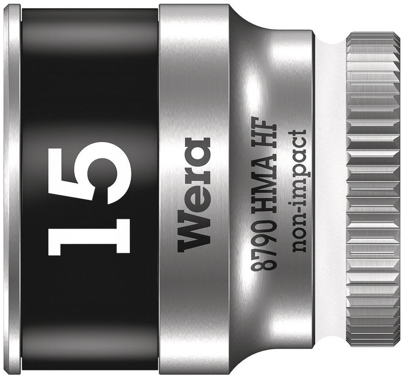 Wera 05003010001, 15mm Hex Socket, 1/4" Square Drive, Metric Hex, 6-Point, Chrome, Holding Function, Power Socket, 8790 HMA HF