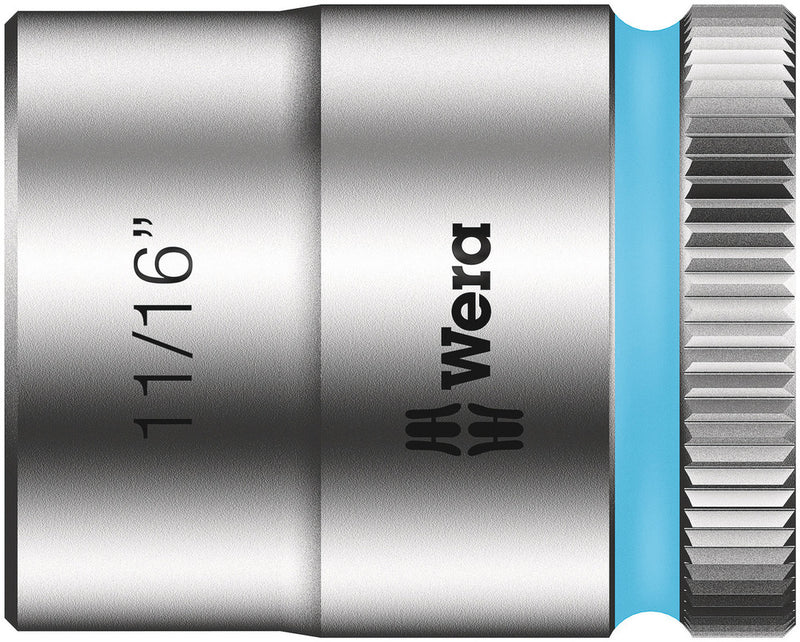 Wera 05003577001, 11/16" Hex Socket, 3/8" Square Drive, Inch Hex, 6-Point, Chrome, Power Socket, 8790 HMB