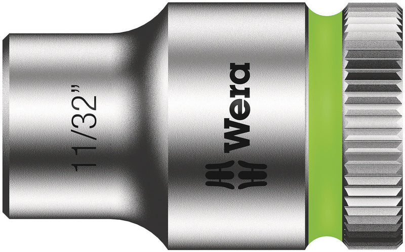 Wera 05003571001, 11/32" Hex Socket, 3/8" Square Drive, Inch Hex, 6-Point, Chrome, Power Socket, 8790 HMB