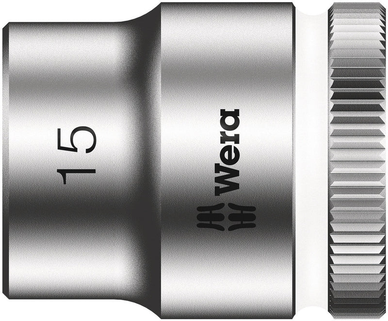 Wera 05003560001, 15mm Hex Socket, 3/8" Square Drive, Metric Hex, 6-Point, Chrome, Power Socket, 8790 HMB