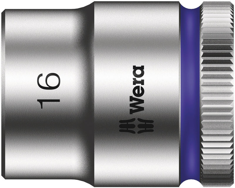Wera 05003561001, 16mm Hex Socket, 3/8" Square Drive, Metric Hex, 6-Point, Chrome, Power Socket, 8790 HMB