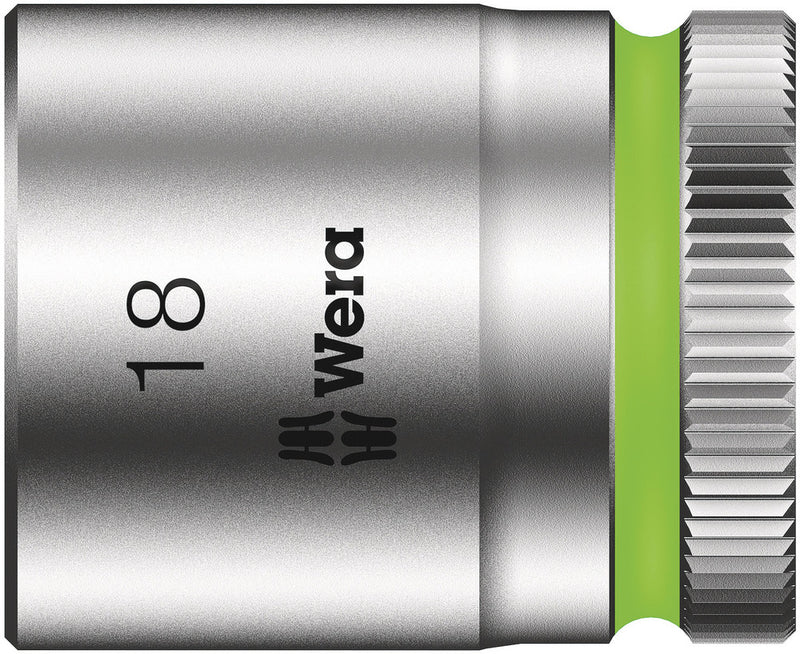 Wera 05003563001, 18mm Hex Socket, 3/8" Square Drive, Metric Hex, 6-Point, Chrome, Power Socket, 8790 HMB