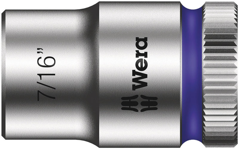 Wera 05003573001, 7/16" Hex Socket, 3/8" Square Drive, Inch Hex, 6-Point, Chrome, Power Socket, 8790 HMB