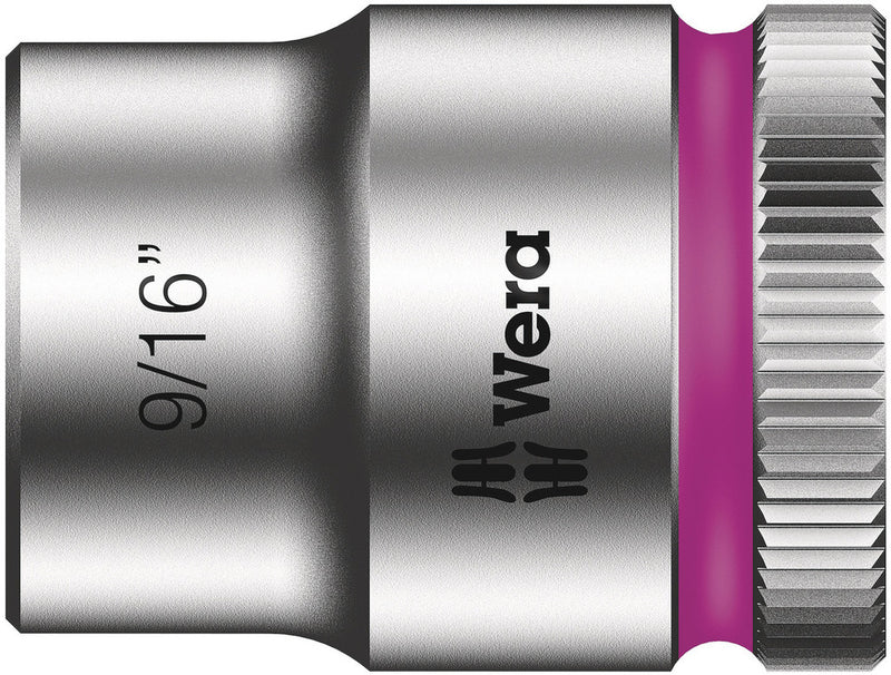Wera 05003575001, 9/16" Hex Socket, 3/8" Square Drive, Inch Hex, 6-Point, Chrome, Power Socket, 8790 HMB