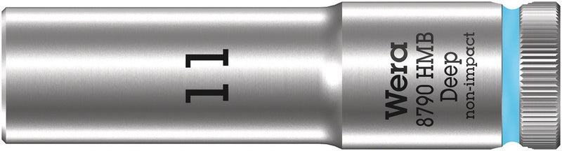 Wera 05004533001, 11mm Hex Socket, 3/8" Square Drive, Metric Hex, 6-Point, Chrome, Power Socket, 8790 HMB Deep