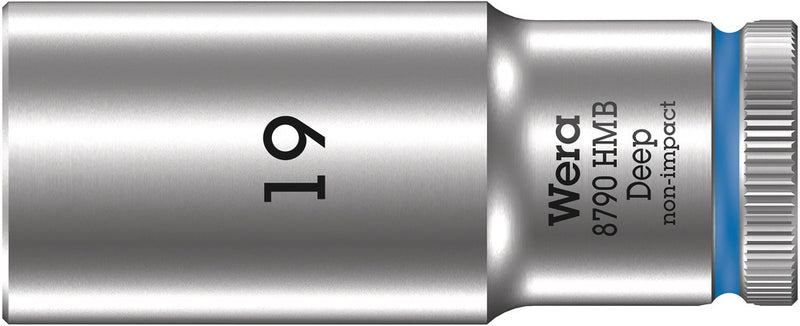 Wera 05004541001, 19mm Hex Socket, 3/8" Square Drive, Metric Hex, 6-Point, Chrome, Power Socket, 8790 HMB Deep