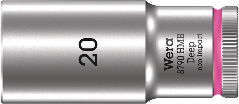 Wera 05004542001, 20mm Hex Socket, 3/8" Square Drive, Metric Hex, 6-Point, Chrome, Power Socket, 8790 HMB Deep